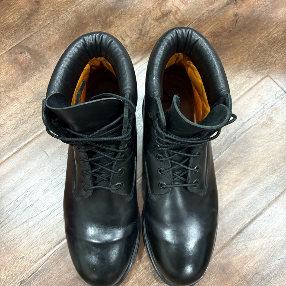 Timberland Black Leather 6-Inch Premium Boots Men’s 12W Wide - Picture 4 of 15